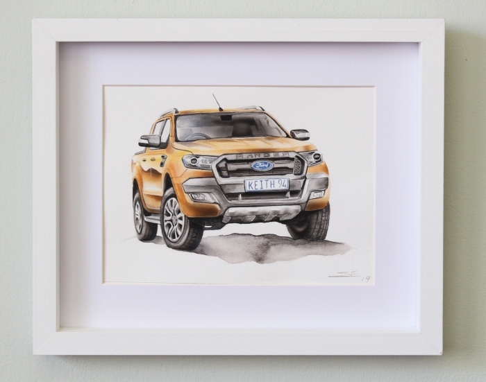 Ford Ranger A5 Watercolor in frame